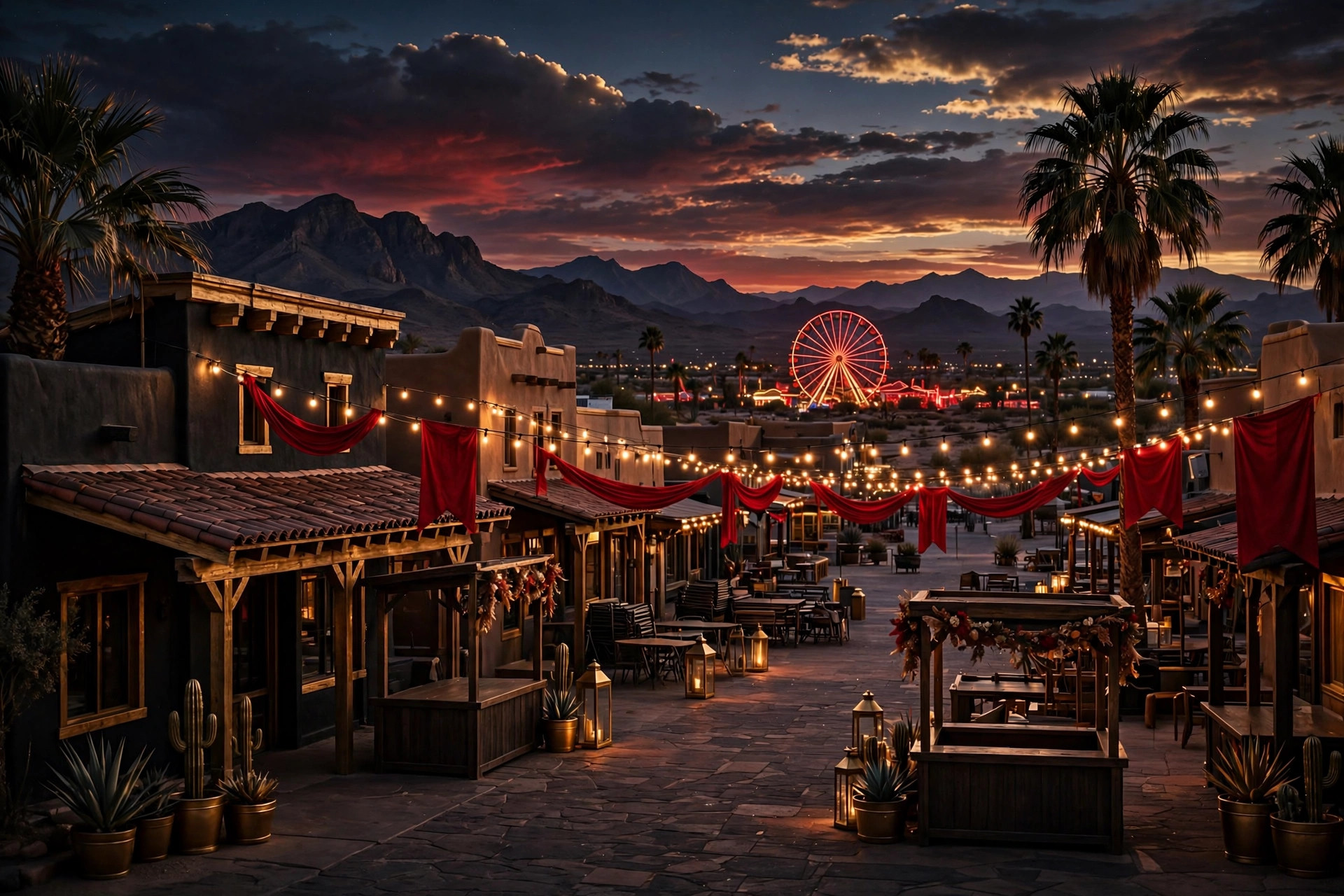Yuma AZ November 2026 events calendar, desert sunset with event lights