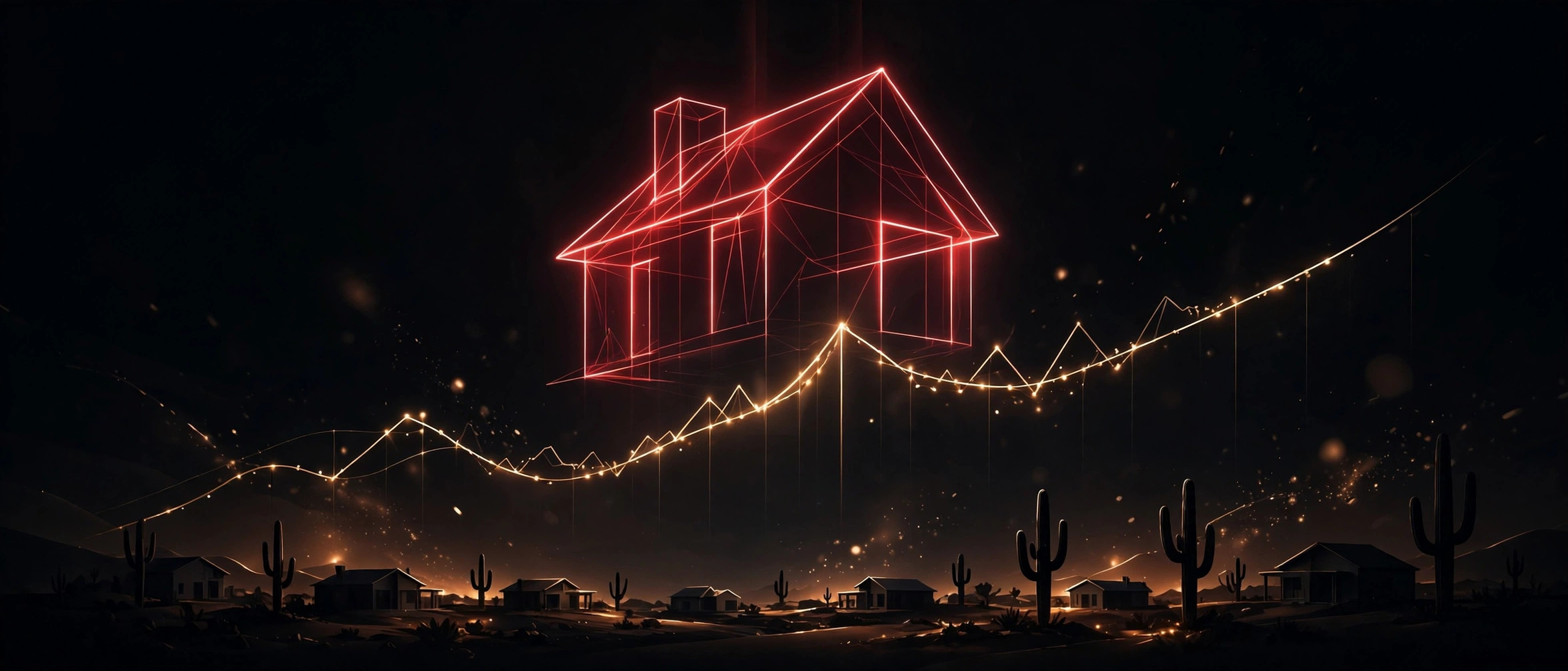 Yuma County Arizona housing market chart with glowing red house outline, October 2026